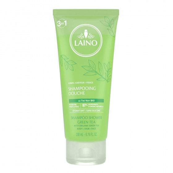 Shampooing douche 3 en 1 au thé vert bio Laino - tube de 200 ml