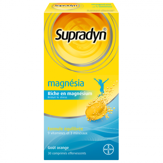Supradyn Magnesia effervescent Vitamines ; minéraux et magnésium 30 comprimés Anti Stress