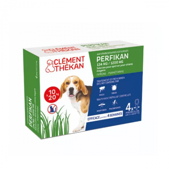 Perfikan 134 mg/1200 mg pour chiens de 10 à 20kg Clément-Thékan - 4 pipettes de 2,2ml