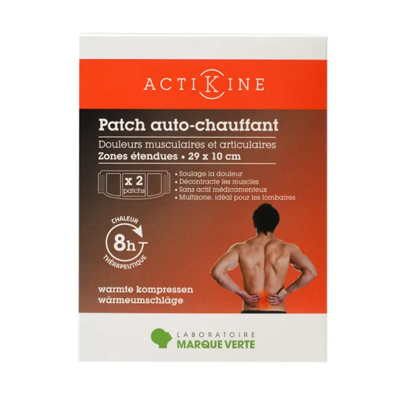 Actikine patch auto-chauffant Marque Verte - boite de 2 patchs de 29x10cm