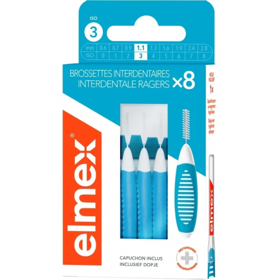 Brossettes interdentaires bleu taille 3 (1,1mm) Elmex - boite de 8 brossettes