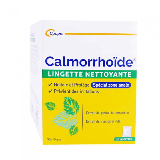 Calmorrhoïde lingettes nettoyantes Cooper - boîte de 20 lingettes