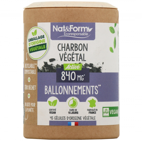 Charbon végétal activé Nat&Form - boite de 45 gélules