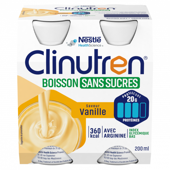 Clinutren Boisson sans sucres Vanille Nestlé - 4 bouteilles de 200ml