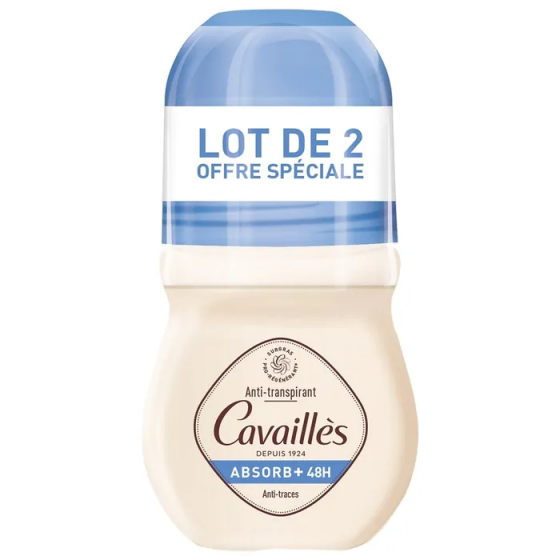 Déodorant Absorb+ anti-transpiration et odeurs Rogé Cavaillès - lot de 2 roll-on de 50 ml