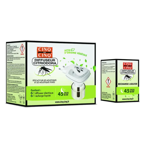 Diffuseur Citriodora anti-moustiques Cinq sur Cinq - diffuseur + une recharge de 25ml