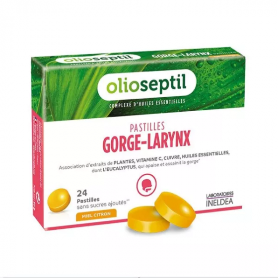 Olioseptil Pastilles gorge larynx miel citron - boîte de 24 pastilles