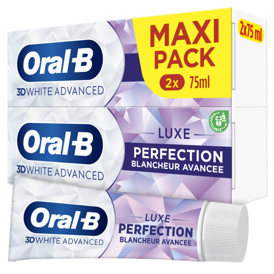3D White Advanced Luxe Perfection Dentifrice Oral B - lot de 2 tubes de 75 ml