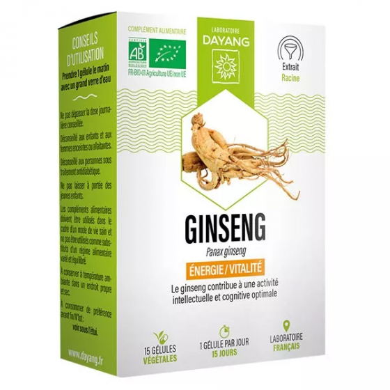 Panax ginseng Bio Dayang - boîte de 15 gélules