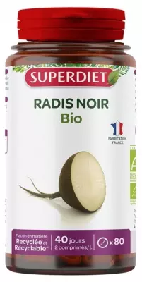 Radis noir bio Super Diet - pot de 80 comprimés
