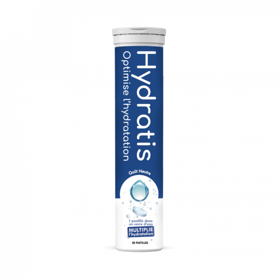 Solution d'hydratation goût neutre Hydratis - tube de 20 pastilles effervescentes