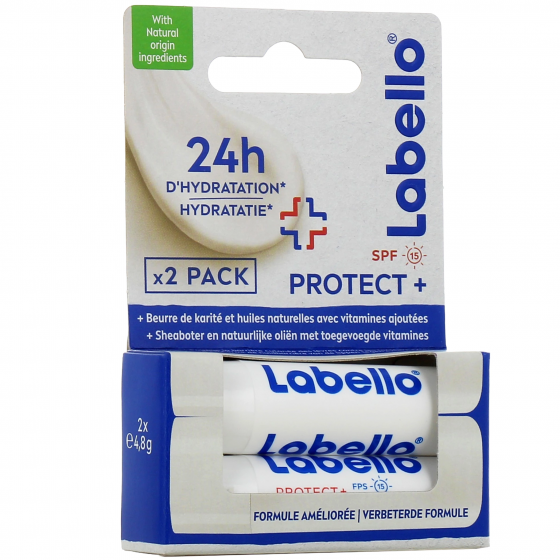 Stick à lèvres Protect + SPF 15 Labello - 2 sticks de 4,8 g