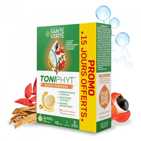 Toniphyt boost énergie Santé Verte - boite de 30 comprimés + 15 offerts