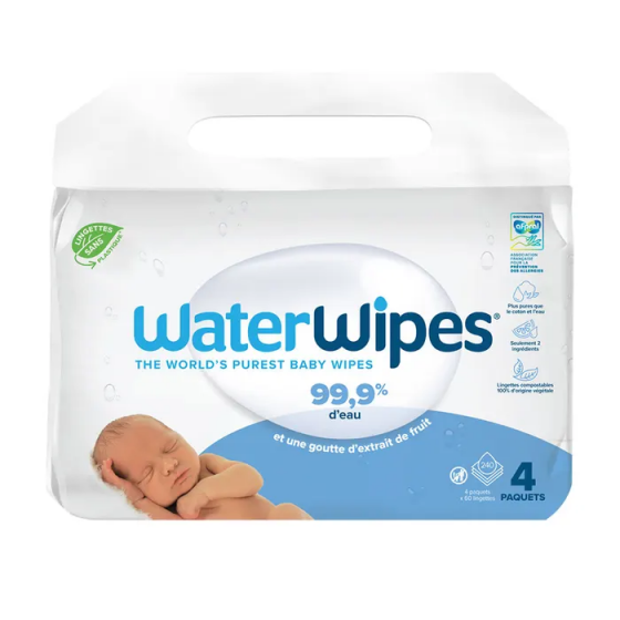 Waterwipes lingettes pour bébés -  lot de 4 x 60 lingettes