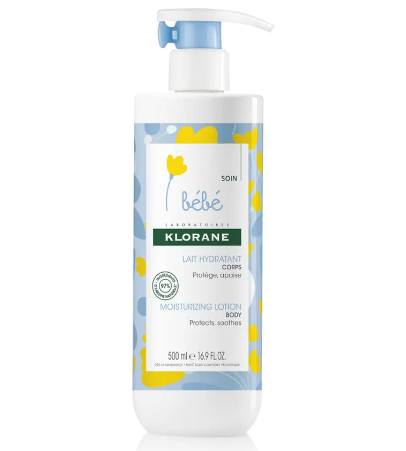 B&eacute;b&eacute; lait hydratant corps Klorane - flacon-pompe de 500ml