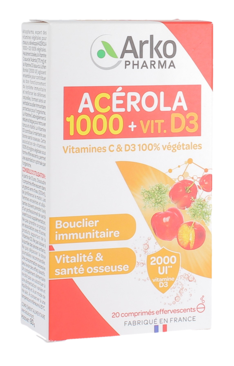 Azinc Vitamines C + D3 Arkopharma - boîte de 20 comprimés effervescents