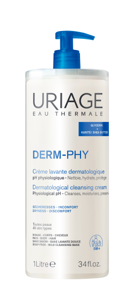 Derm-phy crème lavante dermatologique Uriage - flacon-pompe de 1L