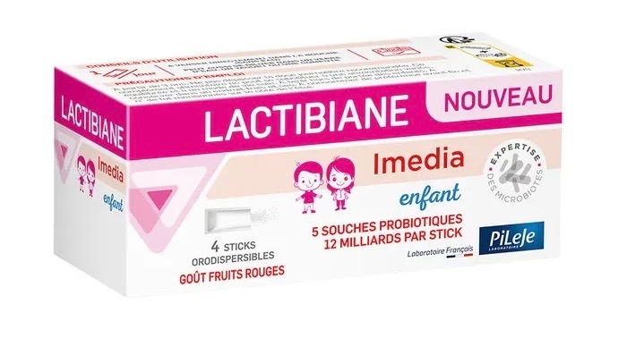 Lactibiane media enfant goût fruits rouges Pileje - boîte de 4 sticks orodispersibles