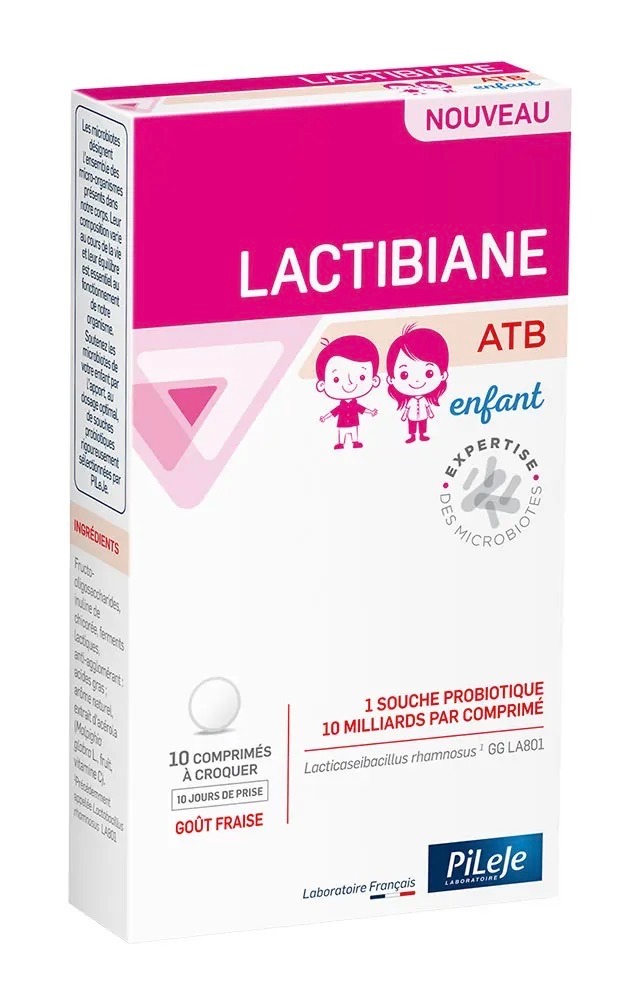 Lactibiane ATB enfant goût fraise Pileje - boîte de 10 comprimés à croquer