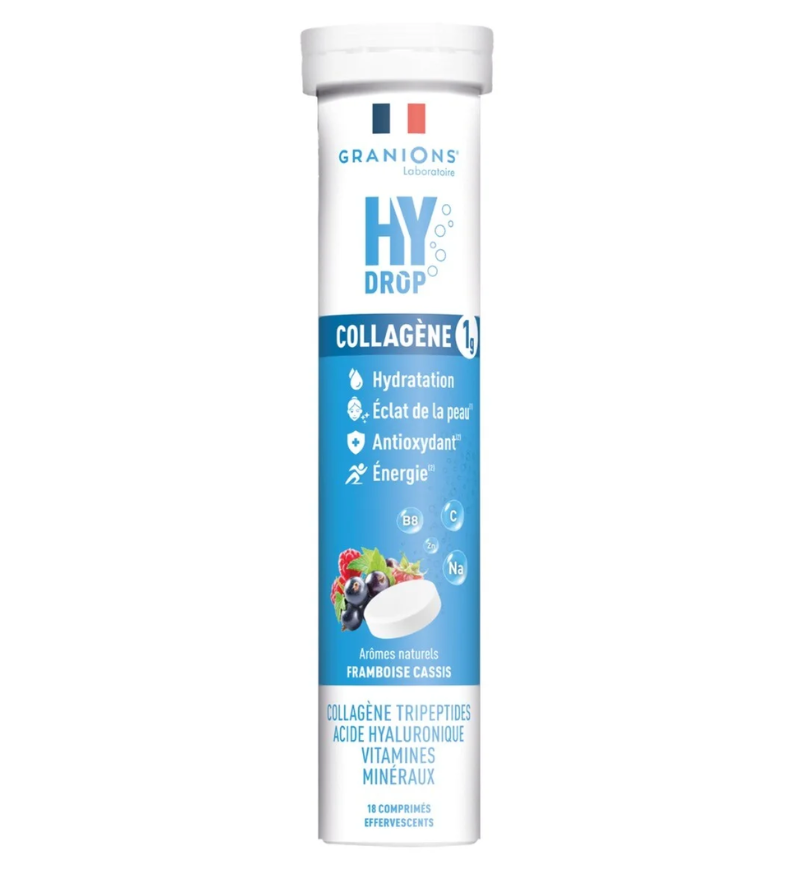 Hydrop solution d'hydratation arôme framboise cassis Granions - tube de 18 comprimés effervescents