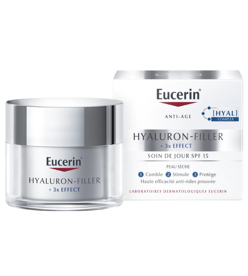 Hyaluron-Filler + 3x Effect Soin de jour SPF15 peau sèche Eucerin - pot de 50 ml