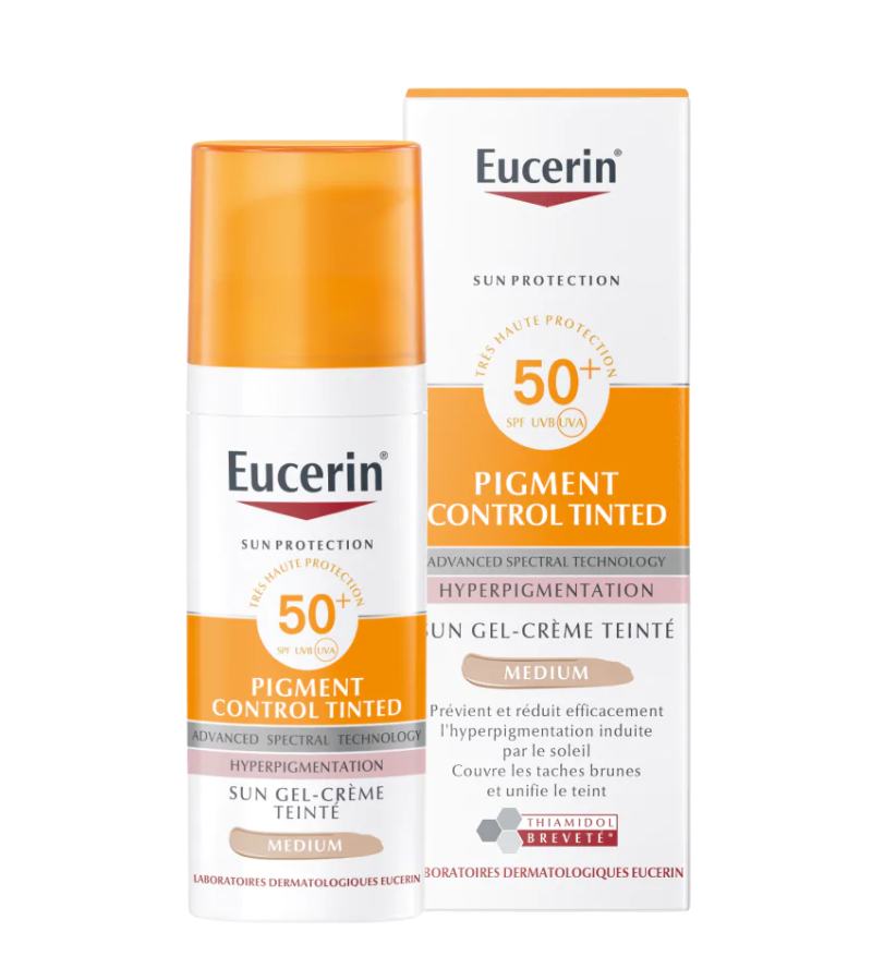 Sun Pigment Control Gel-cr&egrave;me teint&eacute; m&eacute;dium SPF 50+ Eucerin - flacon-pompe de 50ml