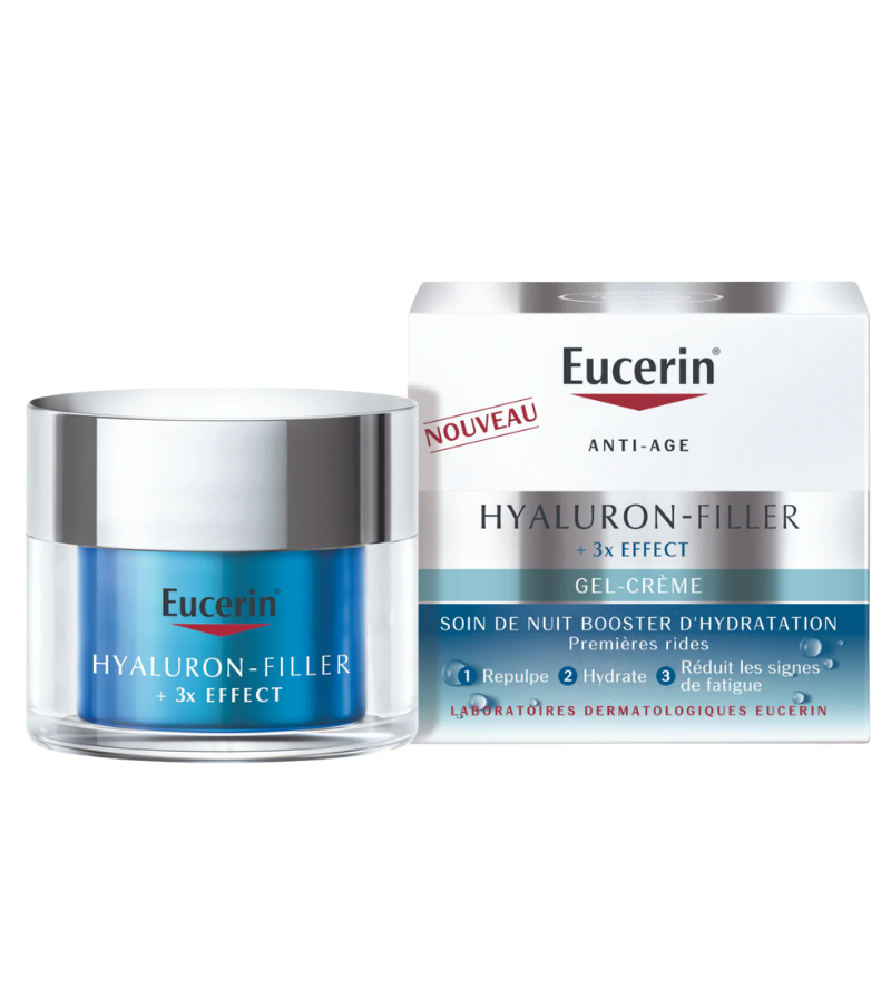 Hyaluron-filler + 3x effect gel-crème soin de nuit booster d'hydratation Eucerin - pot de 50 ml