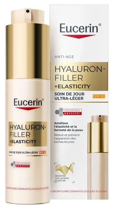 Hyaluron Filler + Elasticity Soin de jour ultra-léger SPF50 Eucerin - flacon-pompe de 50ml