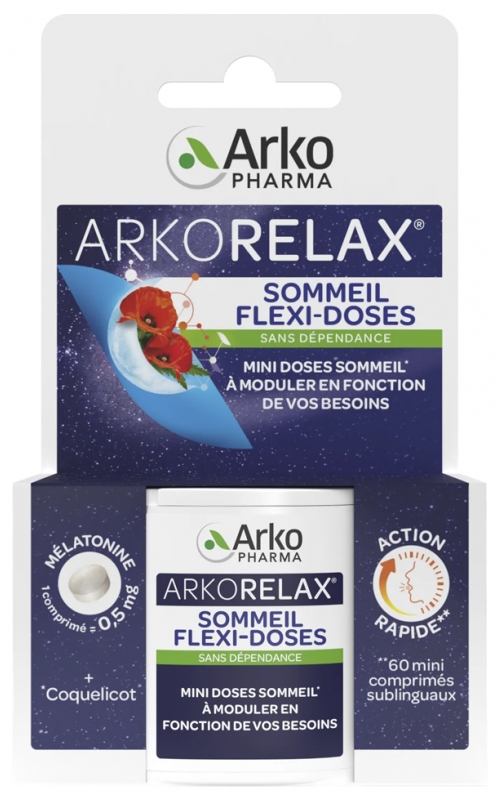 Arkorelax Sommeil flexi-doses Arkopharma - boîte de 60 mini-comprimés sublingaux