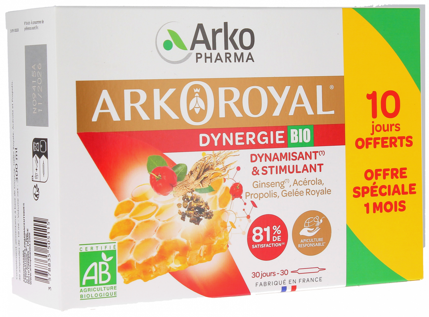 Arkoroyal Dynergie bio Arkopharma - boîte de 30 ampoules