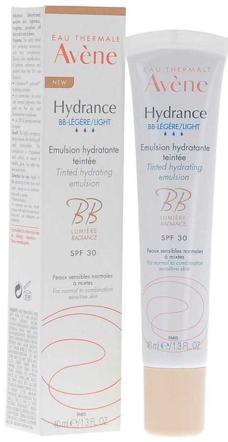 Emulsion Hydratante Teint&eacute;e L&eacute;g&egrave;re Hydrance BB Lumi&egrave;re Av&egrave;ne - Tube de 40 ml