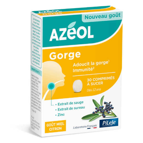 Azéol Gorge goût miel citron Pileje - boite de 30 comprimés à sucer