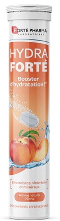 Hydra Fort&eacute; booster d'hydratation ar&ocirc;me naturel p&ecirc;che Fort&eacute; Pharma - 24 comprim&eacute;s effervescents