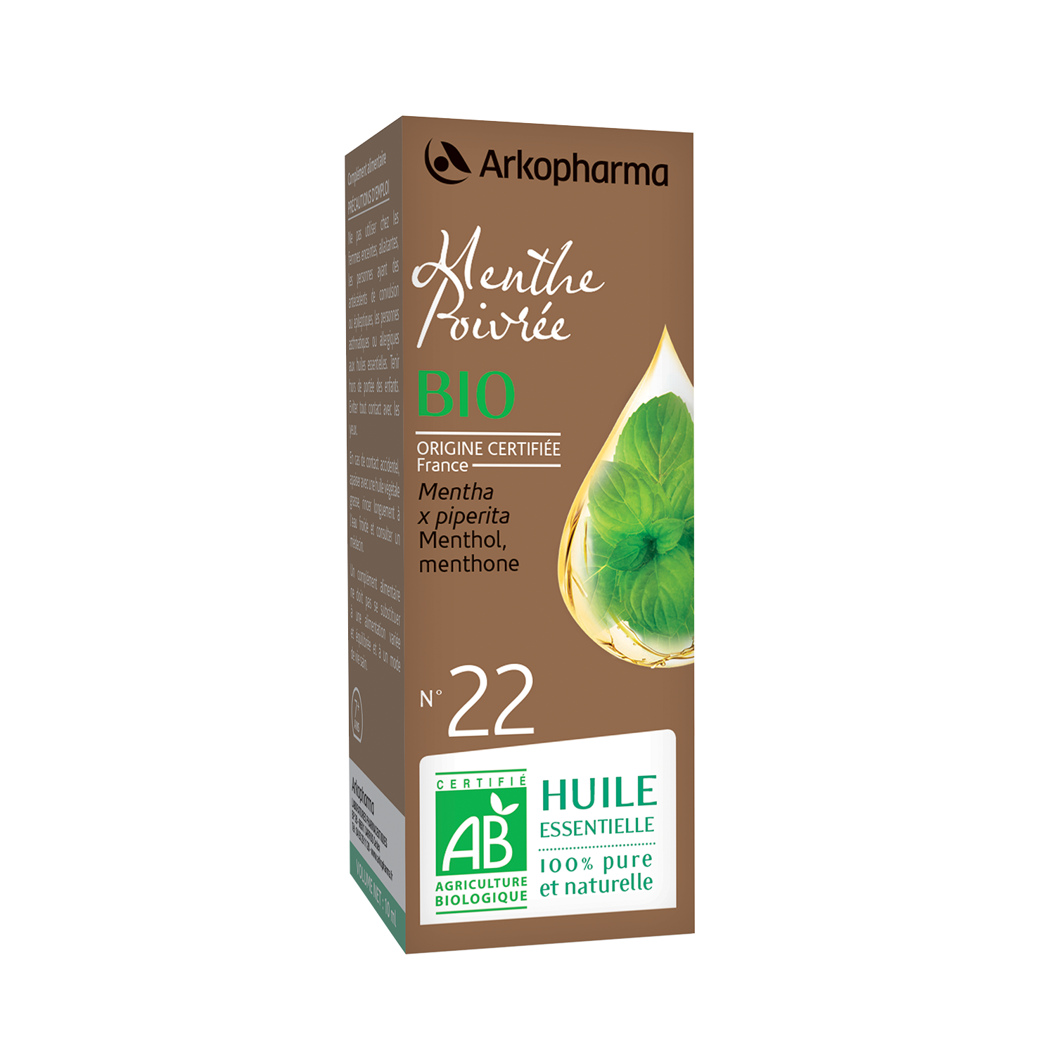 Huile essentielle Menthe Poivrée bio n°22 Arkopharma - flacon de 10 ml