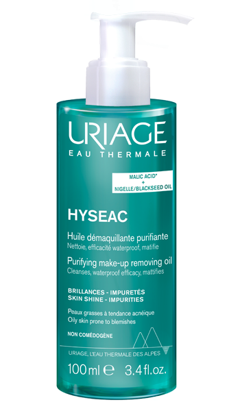 Hys&eacute;ac Huile d&eacute;maquillante purifiante peaux grasses &agrave; tendance acn&eacute;ique Uriage - flacon-pompe de 100 ml