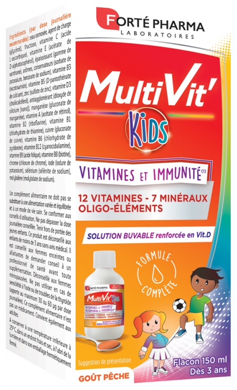 MultiVit'Kids Sirop vitamines et immunité Forté Pharma – 150 ml