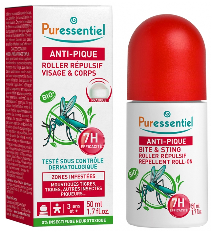 Roller répulsif visage & corps anti-pique Puressentiel - roller de 50 ml