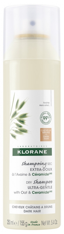 Shampoing sec extra-doux au lait d'avoine cheveux bruns Klorane - spray de 150ml