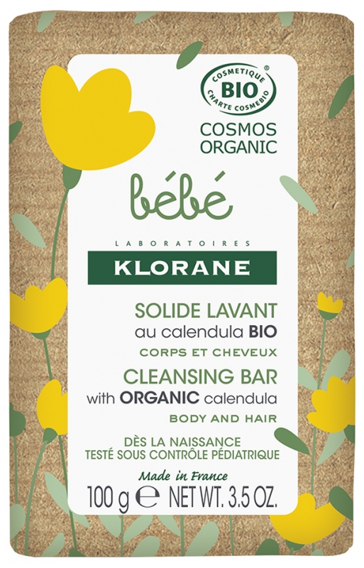 Solide lavant corps et cheveux bio b&eacute;b&eacute; Klorane - savon de 100g