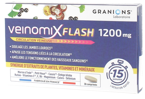 Veinomix flash 1200 mg circulation veineuse Granions - boîte de 30 comprimés
