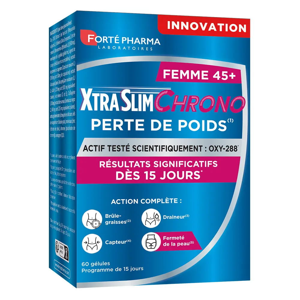 XtraSlim Chrono perte de poids femme 45+ Fort&eacute; Pharma - boite de 60 g&eacute;lules