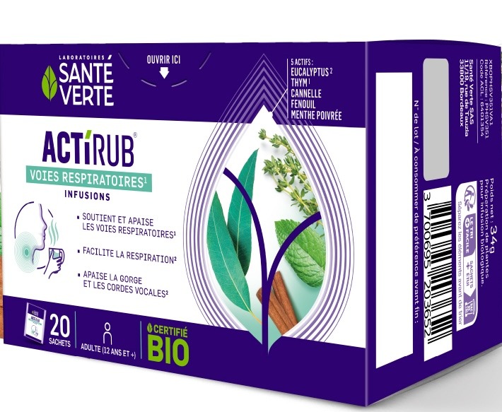 Actirub voies respiratoires infusions Santé Verte - boite de 20 sachets