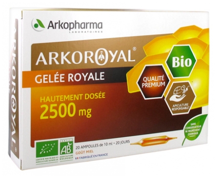 ArkoRoyal Gelée royale bio 2500mg Arkopharma - boîte de 20 ampoules