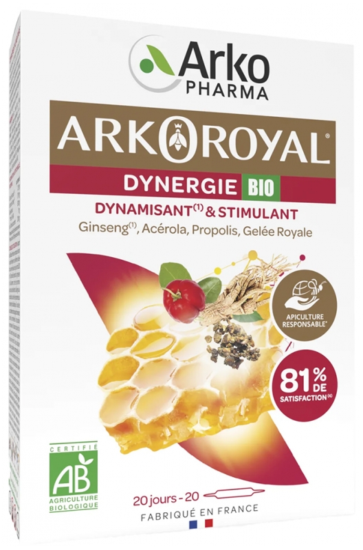 Arkoroyal Dynergie bio dynamisant & stimulant Arkopharma - boite de 20 ampoules