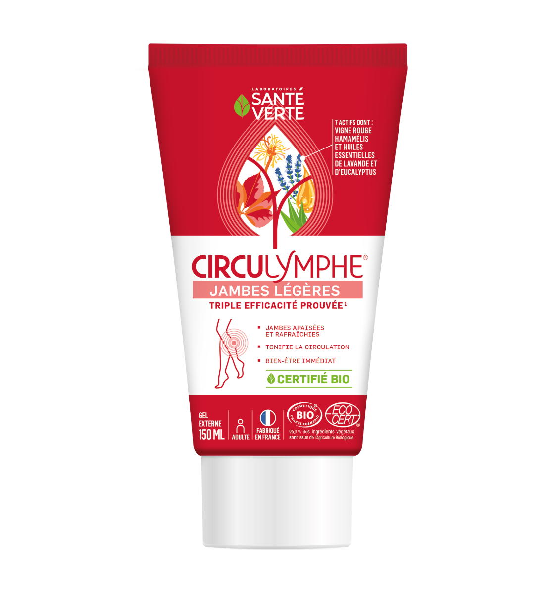 Circulymphe gel externe bio jambes lourdes Sant&eacute; verte - Tube de 150 ml
