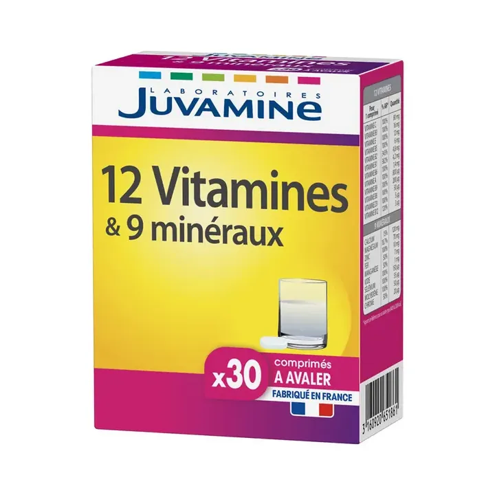 12 vitamines et 9 minéraux Juvamine - boîte de 30 comprimés