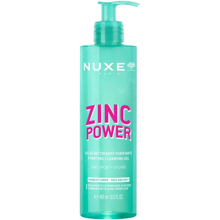 Zinc Power gelée nettoyante purifiante Nuxe - flacon-pompe de 400ml