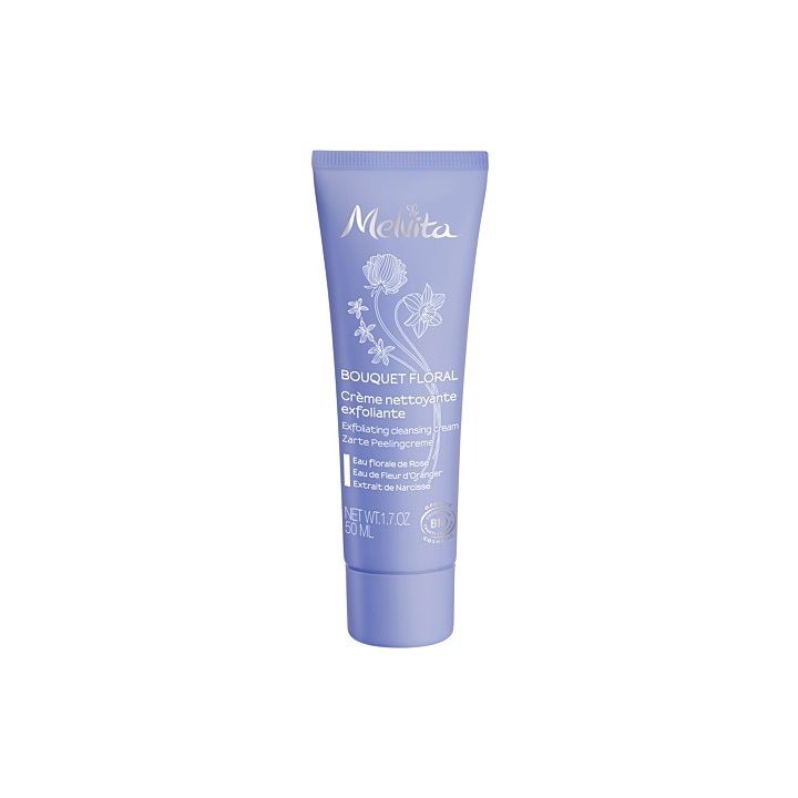 Bouquet floral crème nettoyante exfoliante bio Melvita - tube de 50ml
