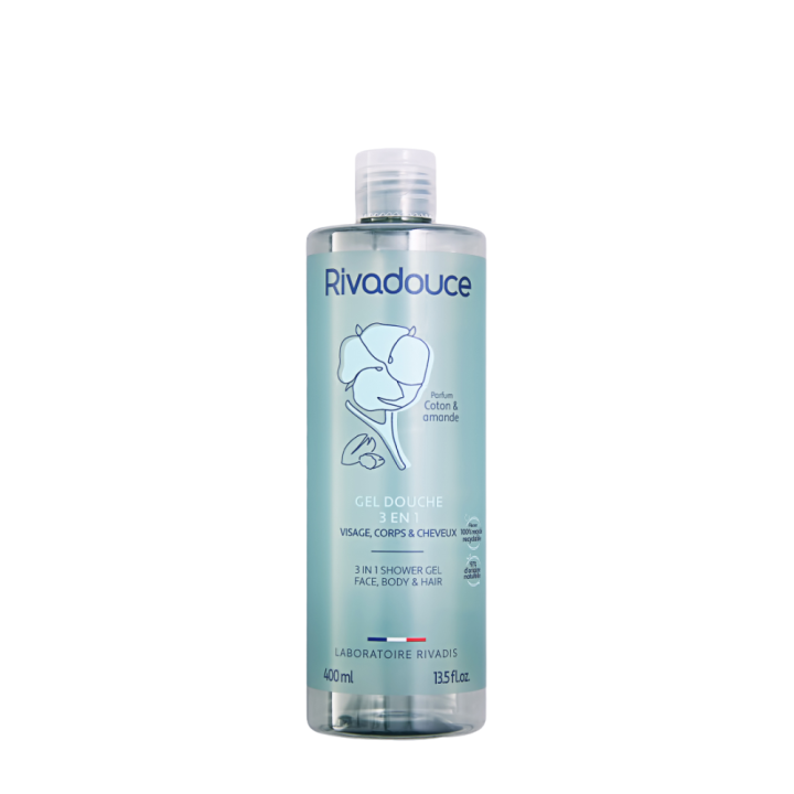 Gel douche 3en1 Coton & Amande Rivadouce - flacon de 400ml 