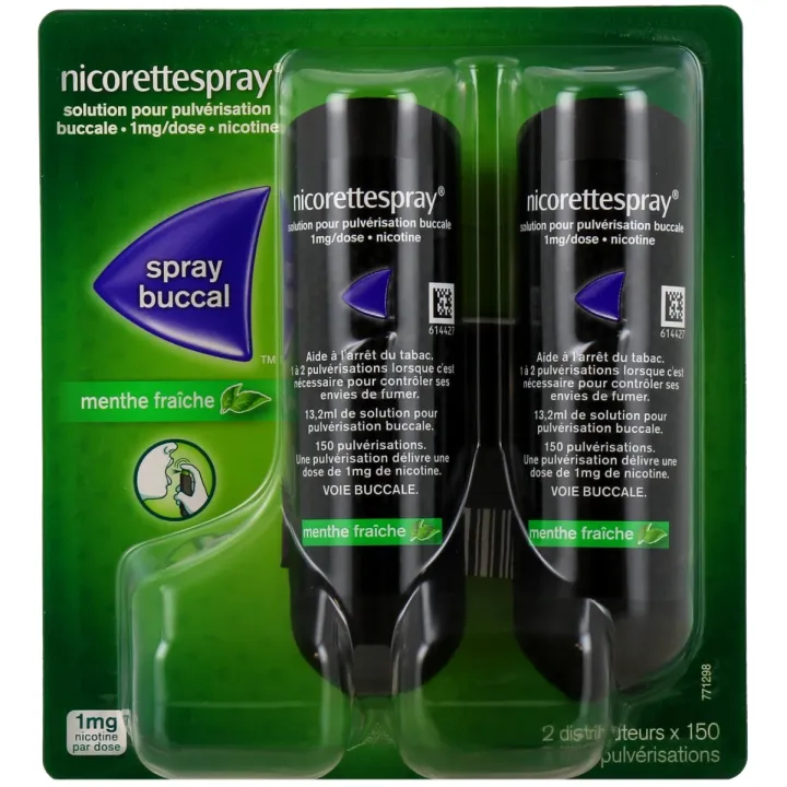 Nicorettespray 1mg/dose, solution pour pulvérisation buccale menthe fraîche - 2 sprays